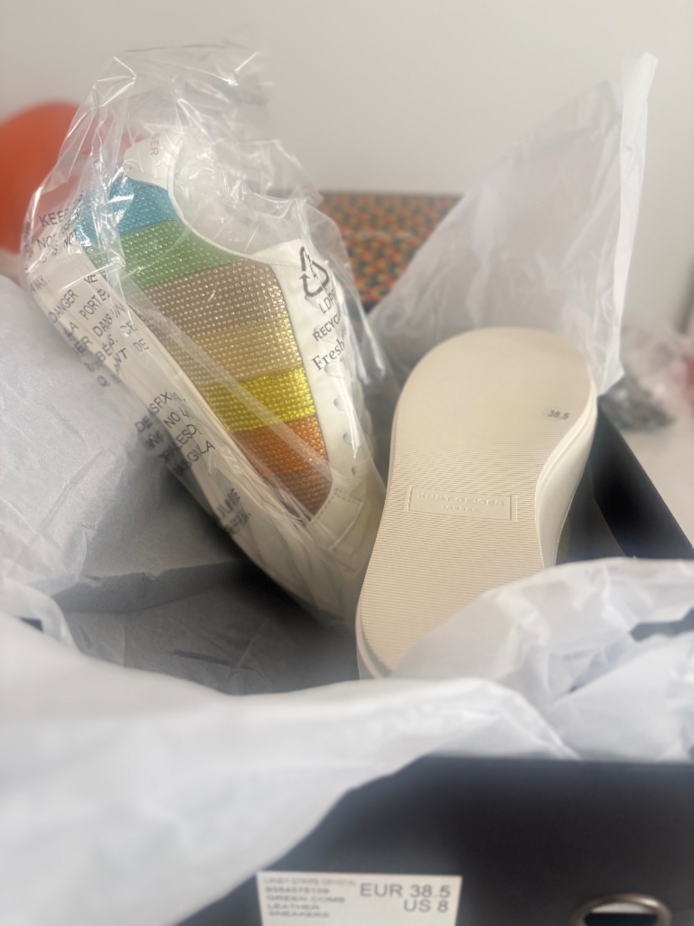 Kurt Geiger stripe crystal sneakers size 8